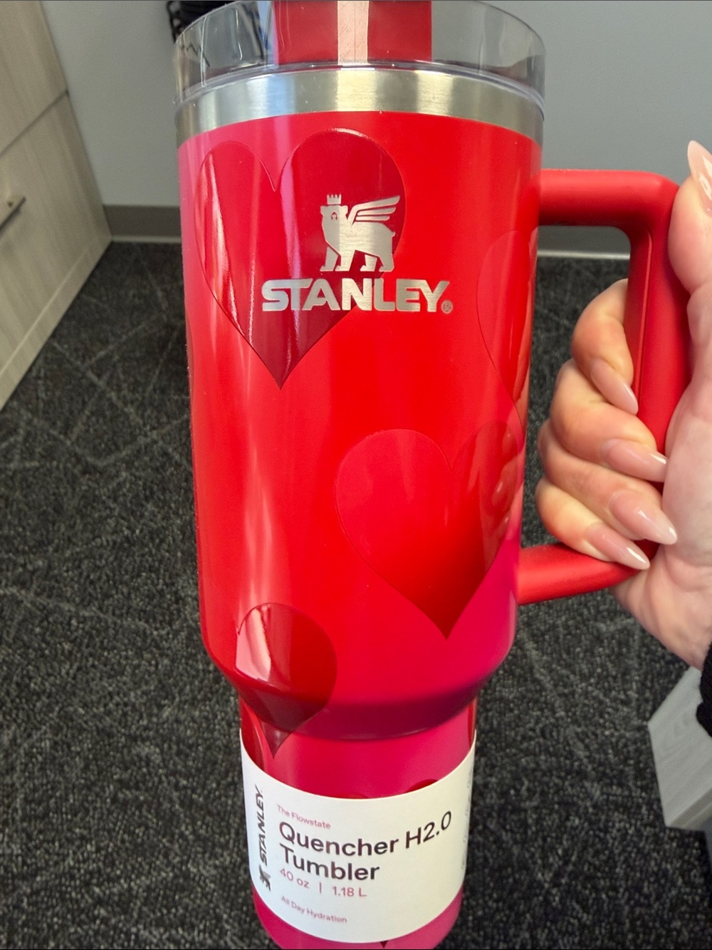 Stanley exclusive Target 💘 Red Heart-Pattern Quencher Tumbler with Handle